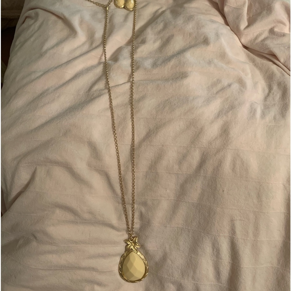 Long pineapple necklace and earring set